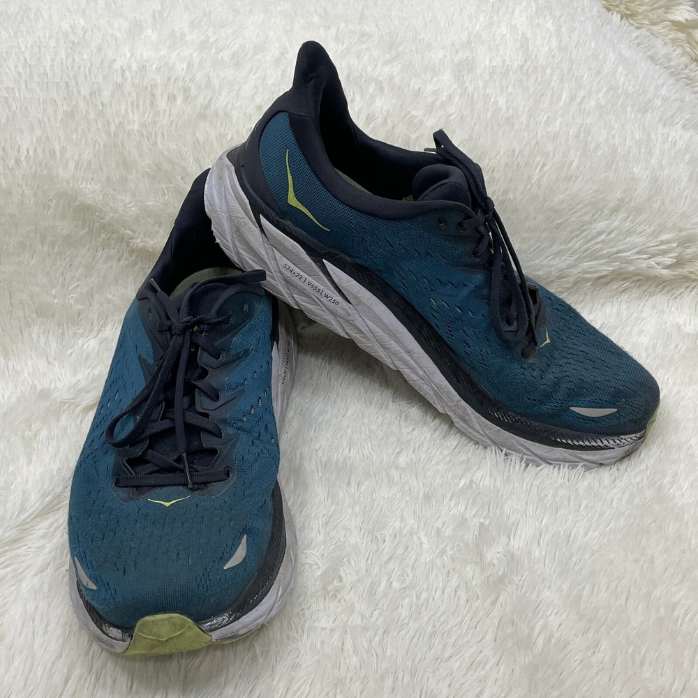 Hoka One One Clifton 8 Lace Up Running Training Shoes Mens 12.5 D Blue Sneakers